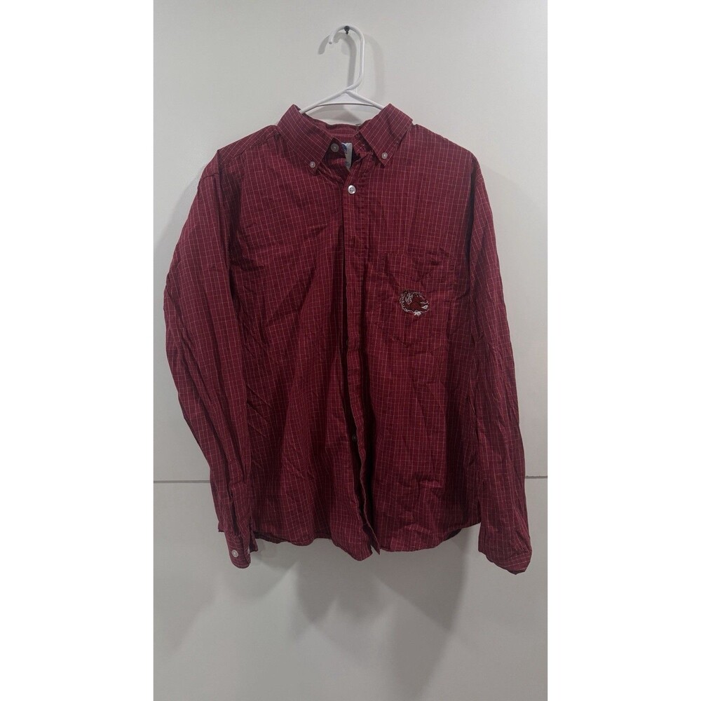 VTG South Carolina Gamecocks Shirt Mens M Red NCAA Football NCAA Button Down